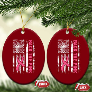 Back The Pink Ribbon Breast Cancer Awareness Ceramic Ornament American Flag TS10 Print Your Wear