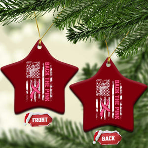 Back The Pink Ribbon Breast Cancer Awareness Ceramic Ornament American Flag TS10 Print Your Wear