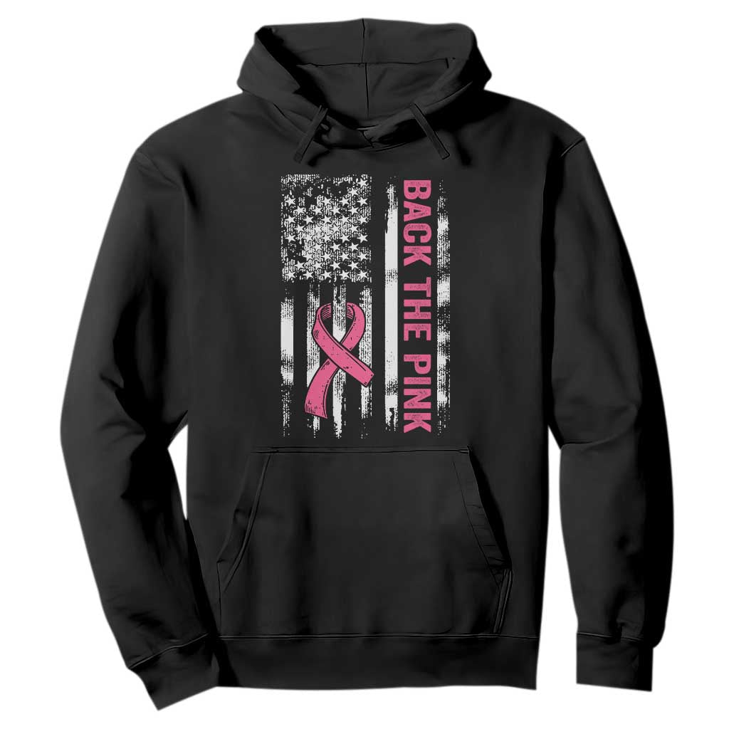 Back The Pink Ribbon Breast Cancer Awareness Hoodie American Flag TS10 Black Print Your Wear