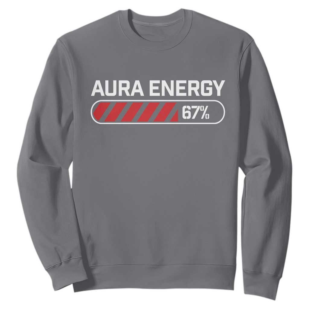 Funny Six Seven Sweatshirt Aura Energy at 67 Meme Gen Alpha Slang TS10 Charcoal Print Your Wear