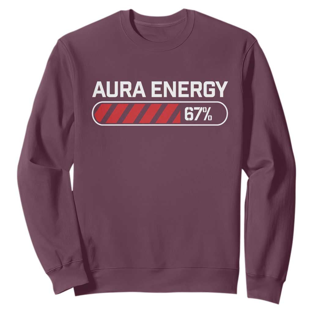 Funny Six Seven Sweatshirt Aura Energy at 67 Meme Gen Alpha Slang TS10 Maroon Print Your Wear