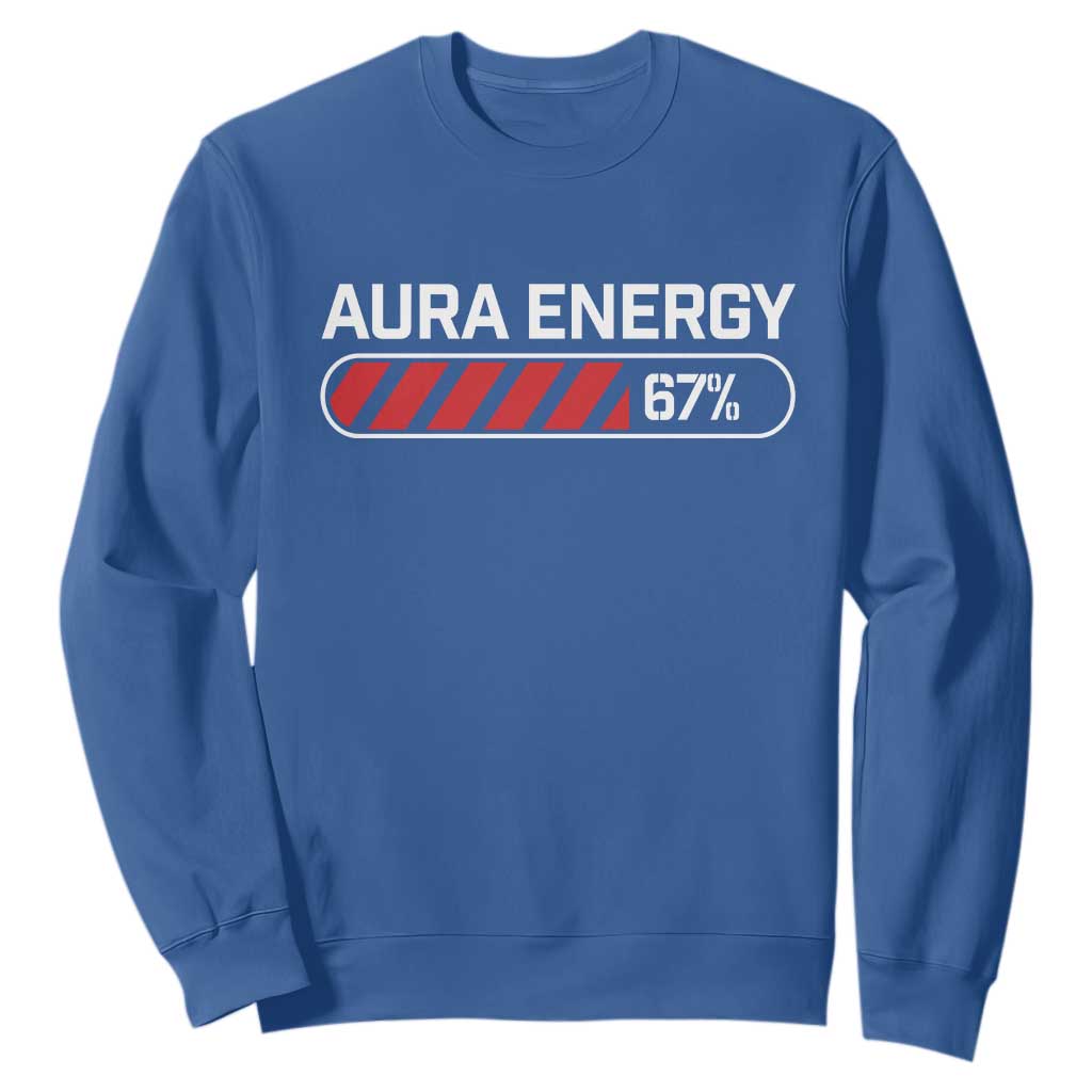 Funny Six Seven Sweatshirt Aura Energy at 67 Meme Gen Alpha Slang TS10 Royal Blue Print Your Wear