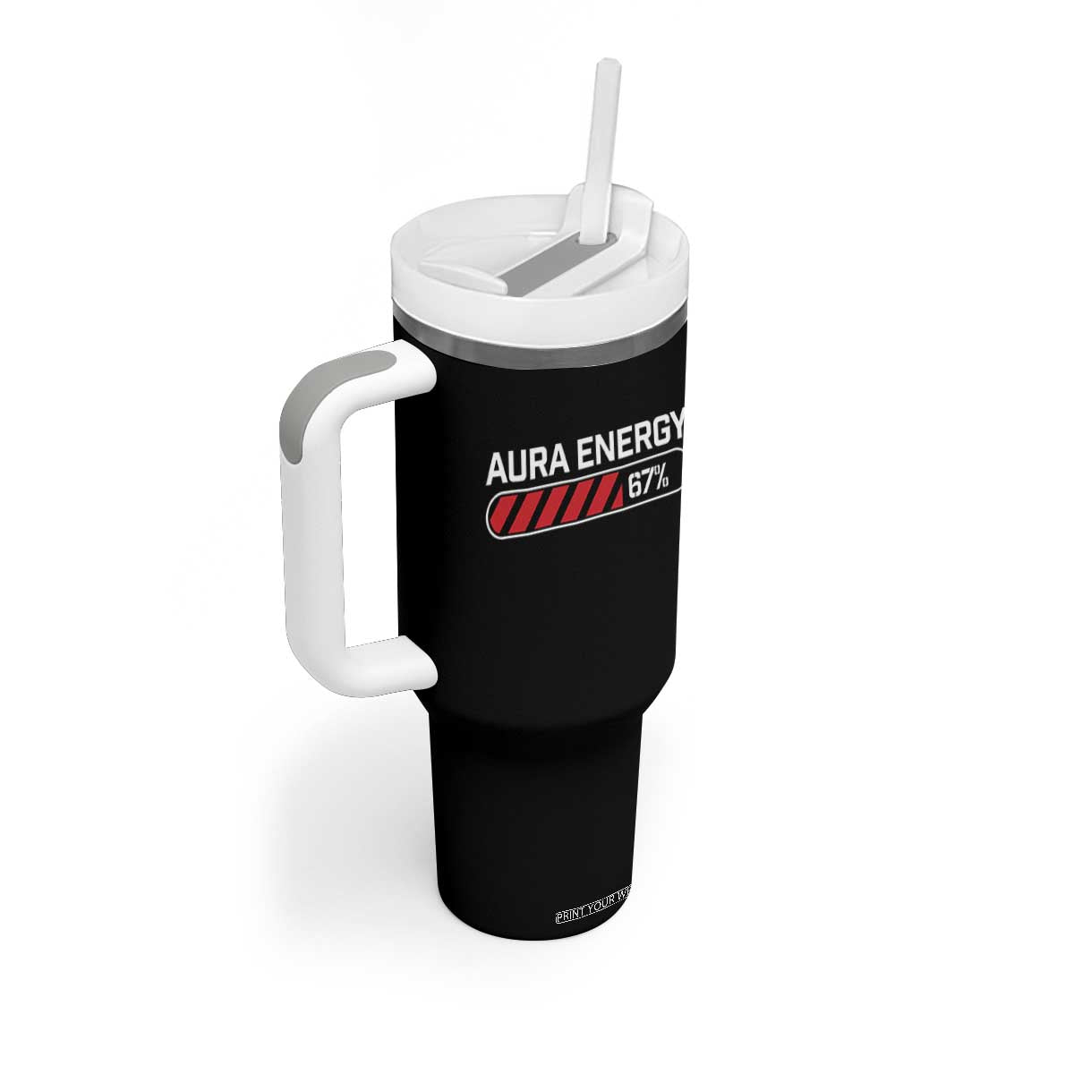 Funny Six Seven Tumbler With Handle Aura Energy at 67 Meme Gen Alpha Slang TS10 Print Your Wear