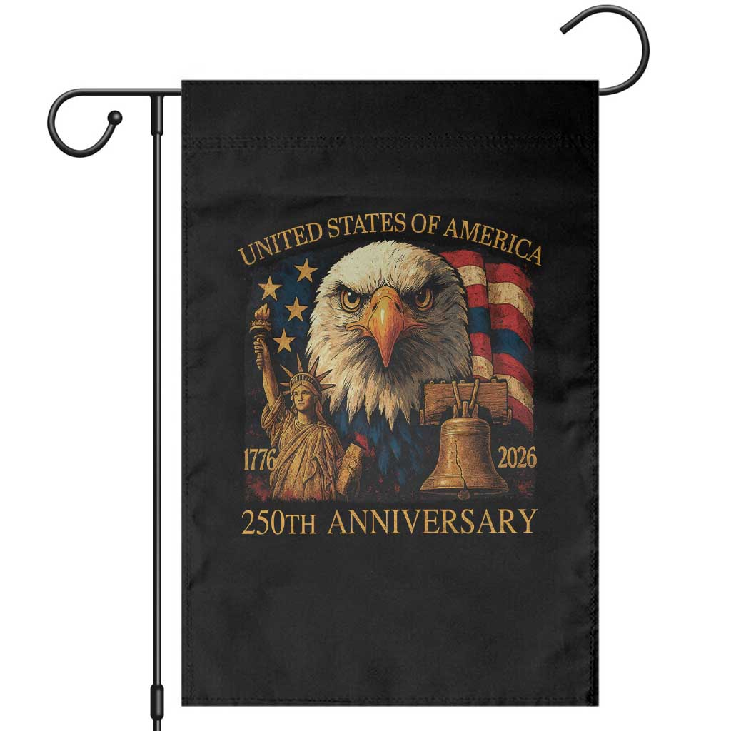 US 250th Anniversary Garden Flag Retro Bald Eagle American Flag Patriotic Veterans TS10 Black Print Your Wear