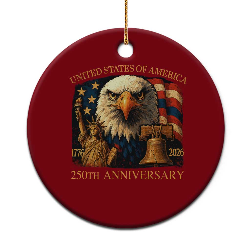 US 250th Anniversary Ceramic Ornament Retro Bald Eagle American Flag Patriotic Veterans TS10 1pc Red Print Your Wear