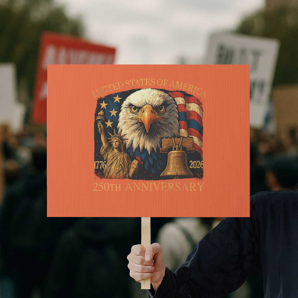 US 250th Anniversary Protest Sign Retro Bald Eagle American Flag Patriotic Veterans TS10 Horizontal 18