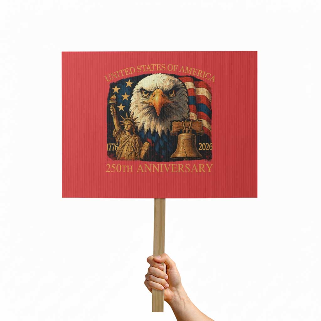 US 250th Anniversary Protest Sign Retro Bald Eagle American Flag Patriotic Veterans TS10 Horizontal 18