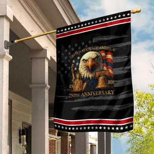 US 250th Anniversary Garden Flag Retro Bald Eagle American Flag Patriotic Veterans TS10 Distressed Black Red Print Your Wear