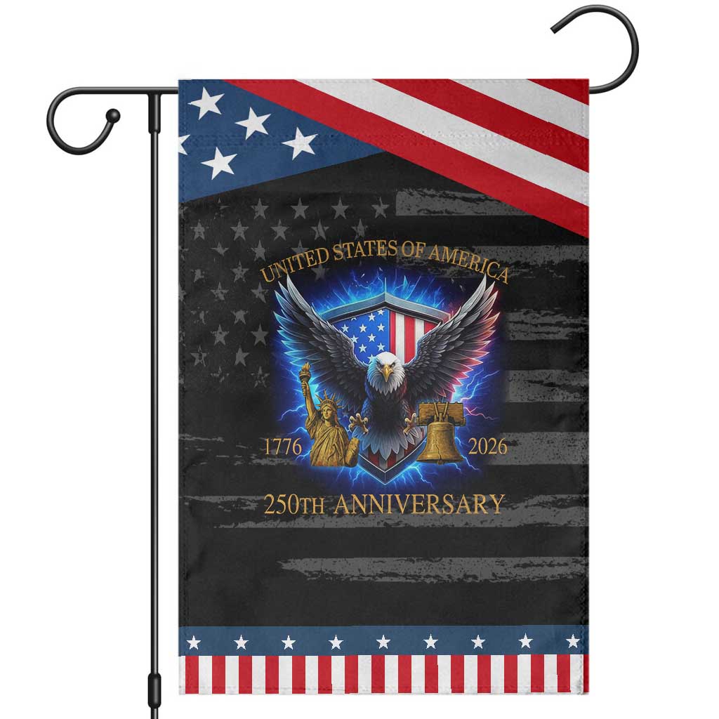 250 Years America Flag Garden Flag Eagle 250th Anniversary USA Patriotic 1776 2026 TS10 Distressed Black Blue Print Your Wear