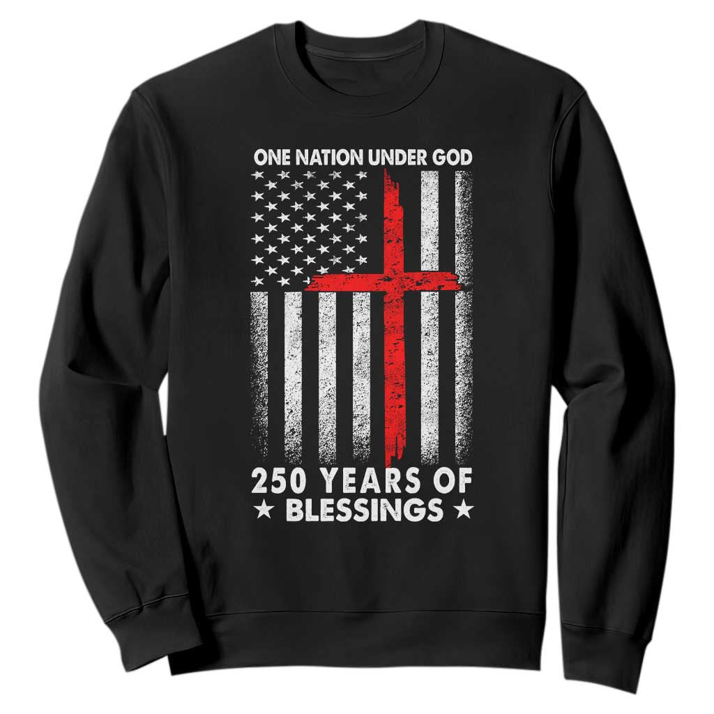 One Nation Under God Sweatshirt USA 250th Anniversary Patriotic Christian One Nation Under God TS10 Black Print Your Wear