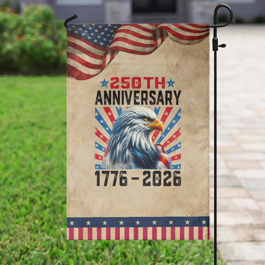 Eagle Flag America 250 Patriotic Garden Flag 1776-2026 250th Birthday TS10 Vintage Rustic Tan Navy Print Your Wear