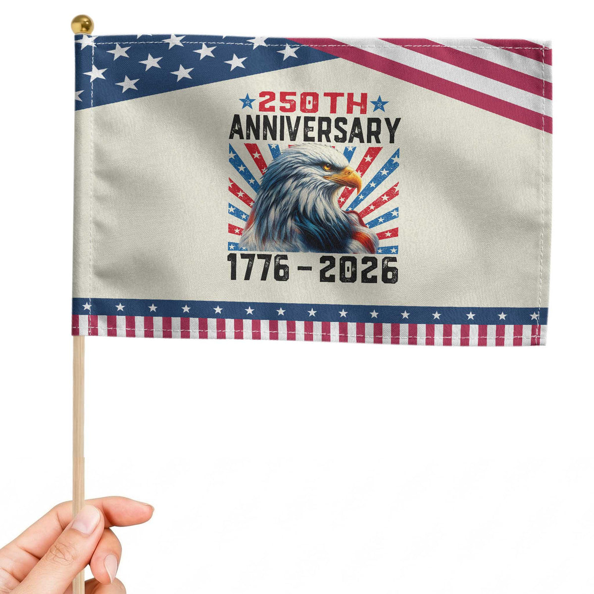 Eagle Flag America 250 Patriotic Handheld Flag 1776-2026 250th Birthday TS10 Modern 8.2