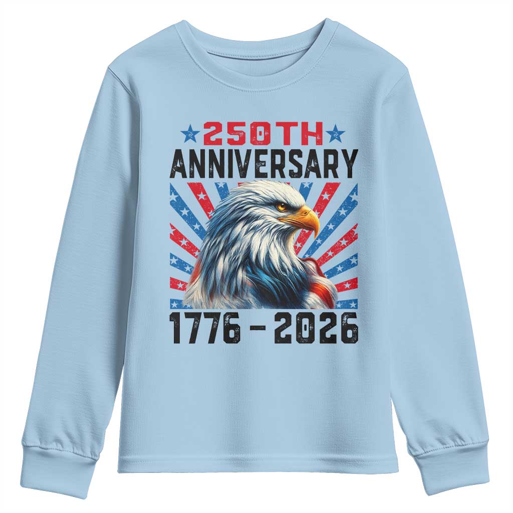 Eagle Flag America 250 Youth Sweatshirt 1776-2026 250th Birthday TS10 Light Blue Print Your Wear