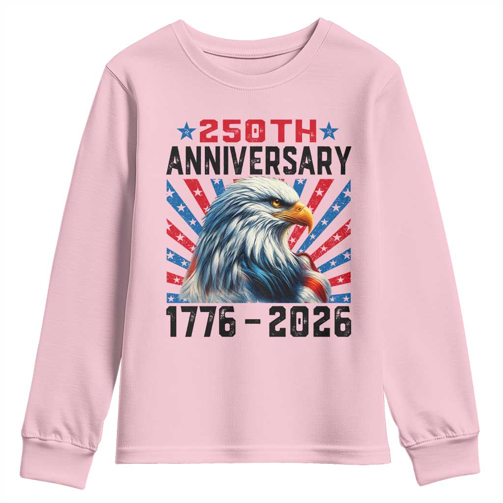Eagle Flag America 250 Youth Sweatshirt 1776-2026 250th Birthday TS10 Light Pink Print Your Wear