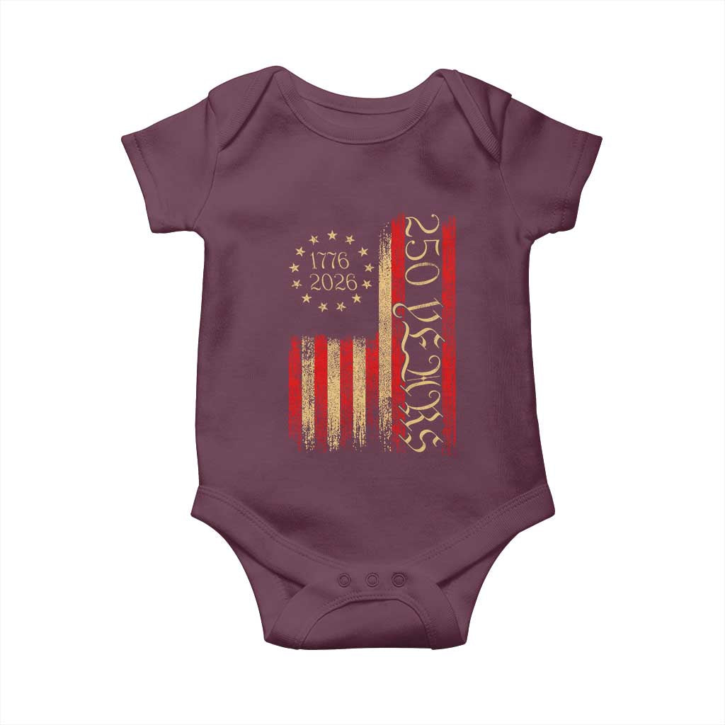 250 Years America Flag Baby Onesie 250th Anniversary USA TS10 Maroon Print Your Wear