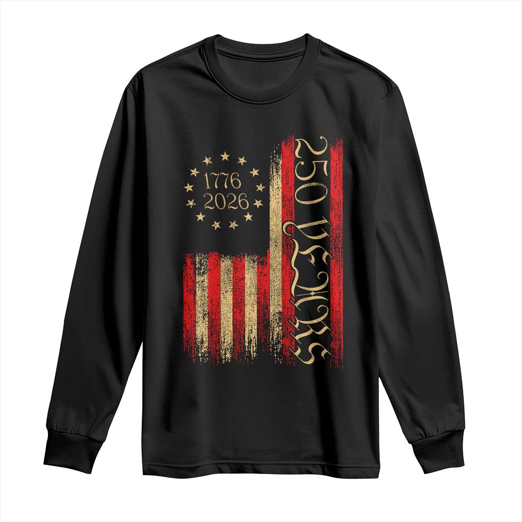 250 Years America Flag Long Sleeve Shirt 250th Anniversary USA TS10 Black Print Your Wear