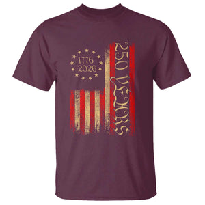 250 Years America Flag T Shirt 250th Anniversary USA TS10 Maroon Print Your Wear