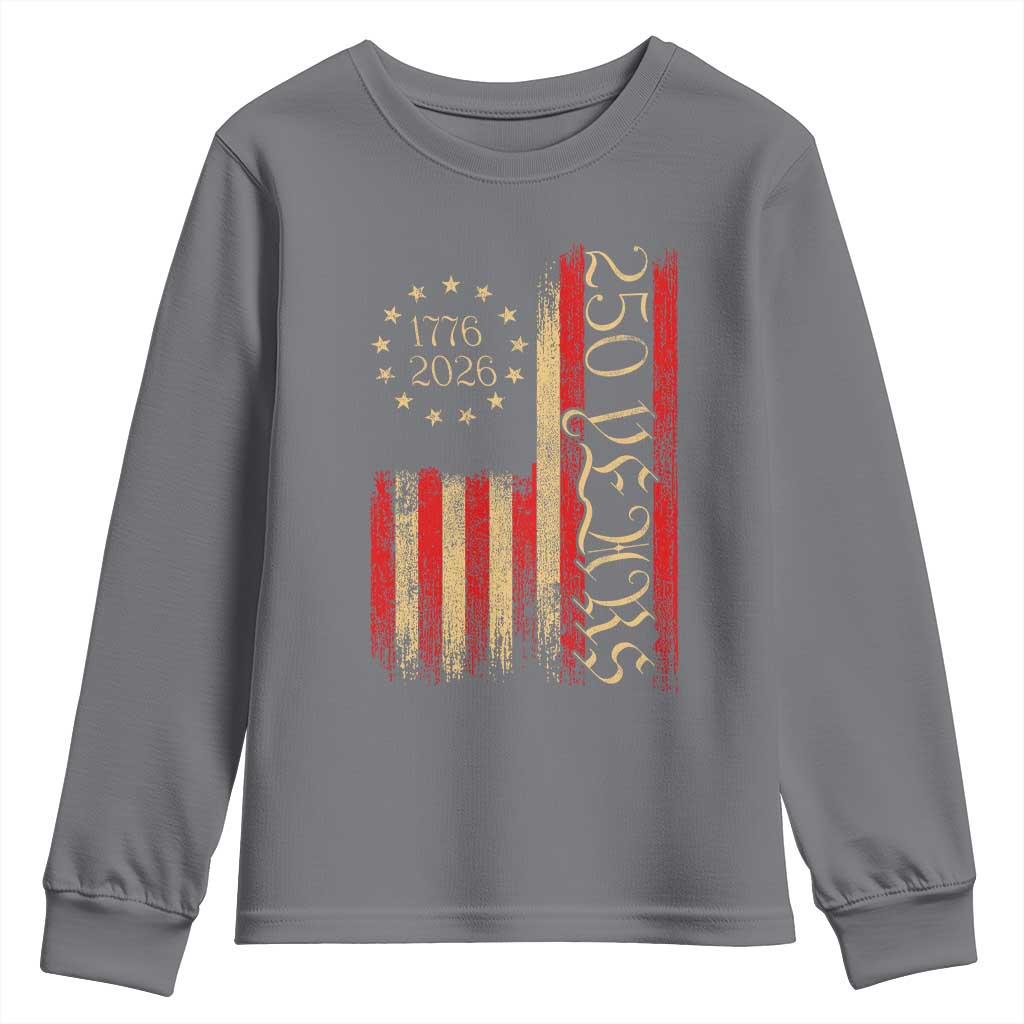 250 Years America Flag Youth Sweatshirt 250th Anniversary USA TS10 Charcoal Print Your Wear