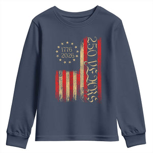 250 Years America Flag Youth Sweatshirt 250th Anniversary USA TS10 Navy Print Your Wear