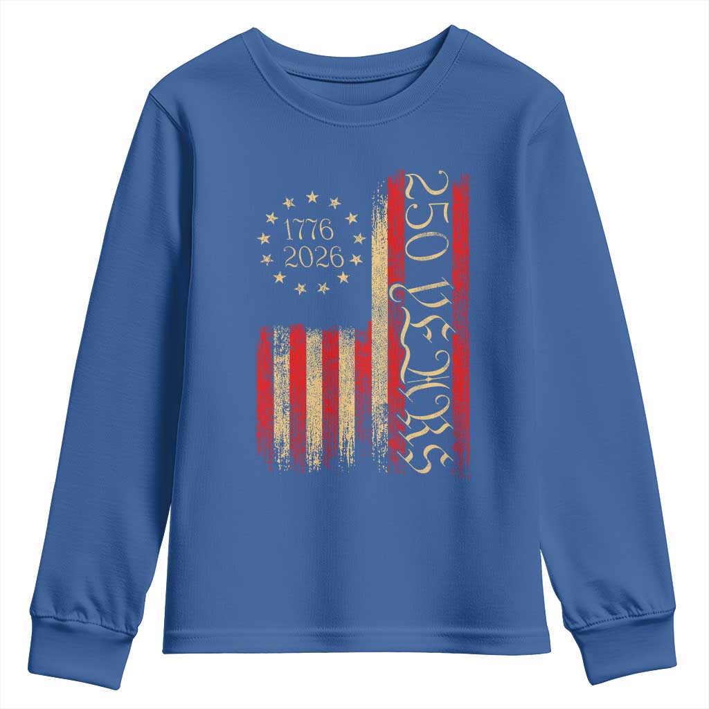 250 Years America Flag Youth Sweatshirt 250th Anniversary USA TS10 Royal Blue Print Your Wear