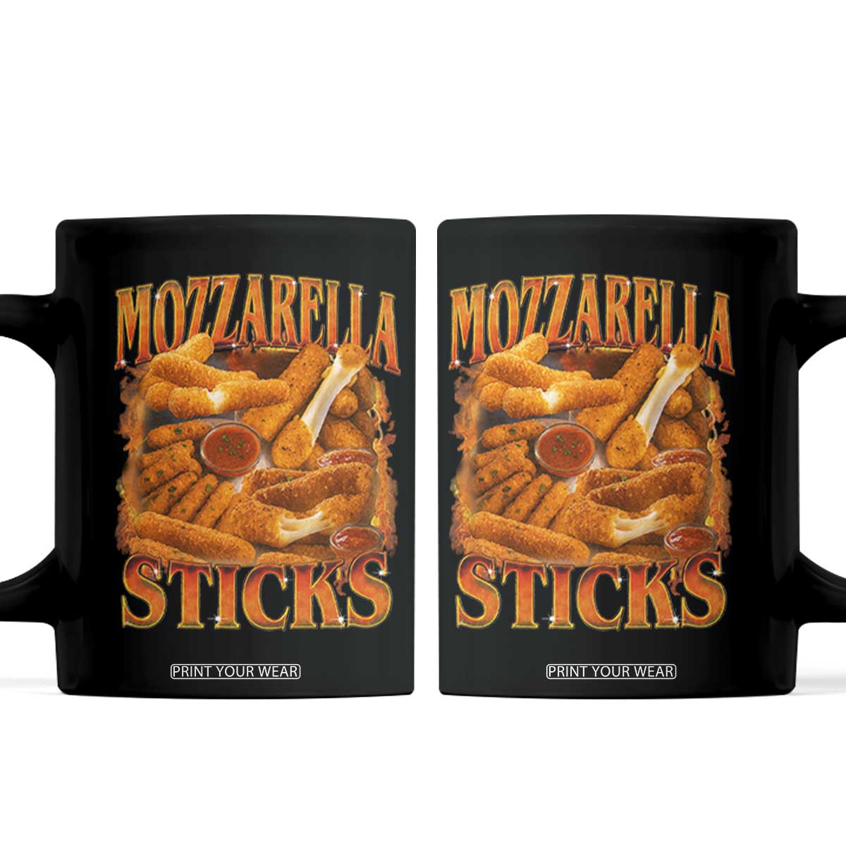 Mozzarella Sticks Coffee Mug Funny Foodie Meme Snack Lover Vintage 90s TS10 Black Print Your Wear