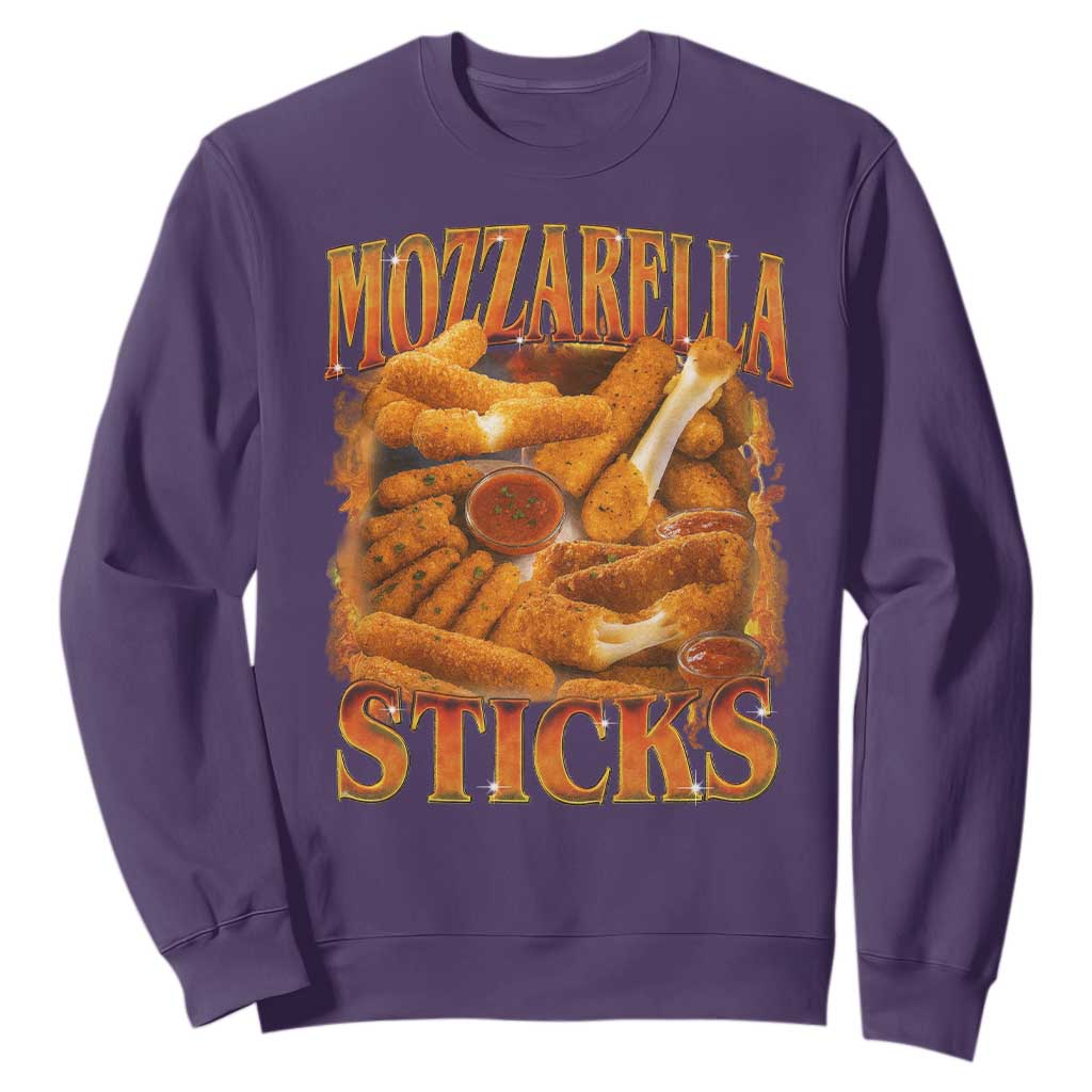 Mozzarella Sticks Sweatshirt Funny Foodie Meme Snack Lover Vintage 90s TS10 Purple Print Your Wear