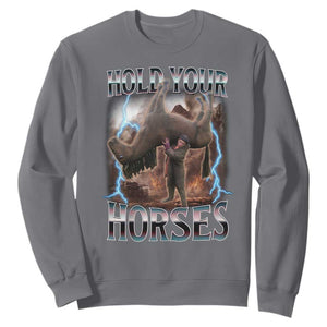 Funny Meme Hold Your Horses Sweatshirt Vintage 90s Style Bootleg Graphic TS10 Charcoal Print Your Wear