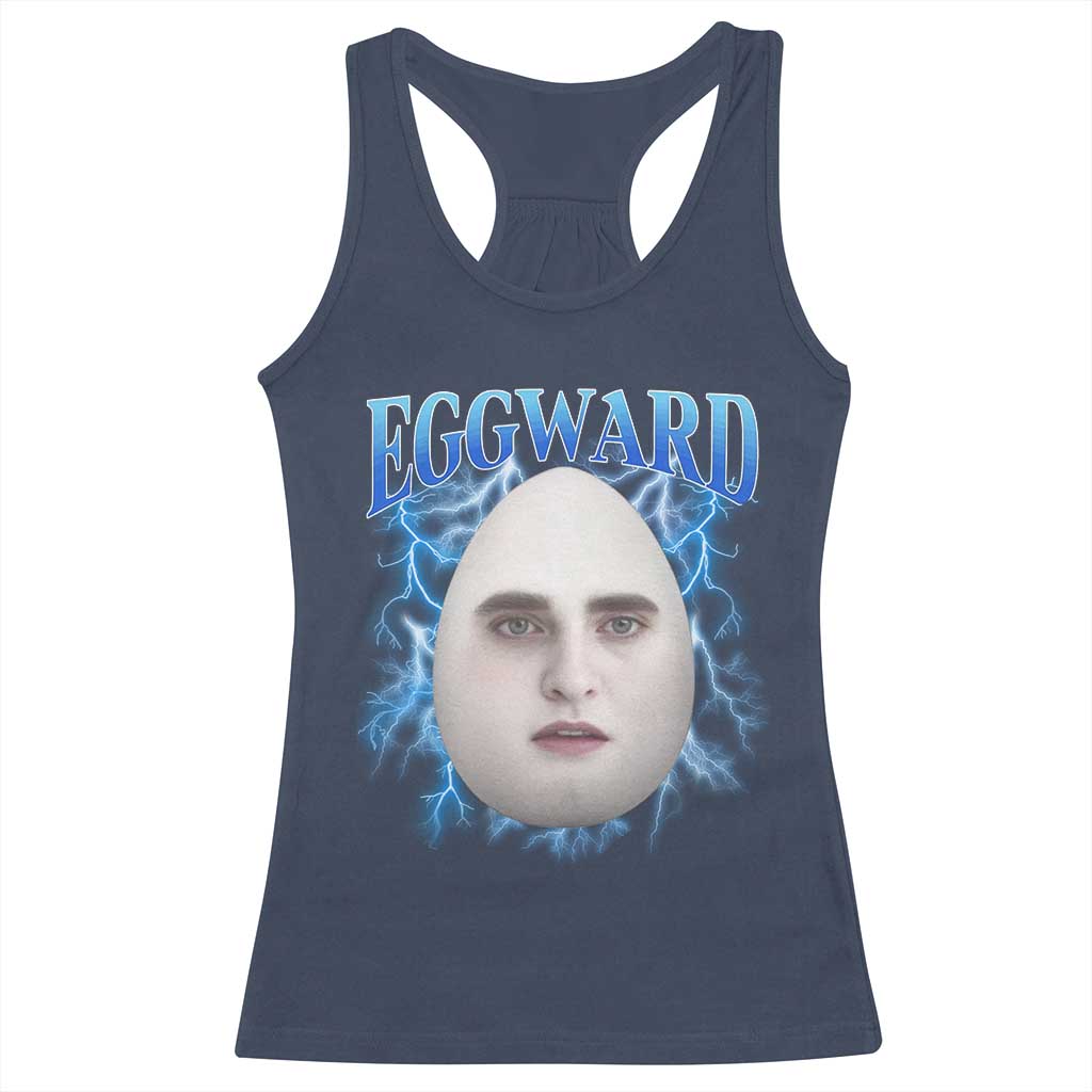 Eggward Racerback Tank Top Funny Unhinged Meme Gen Z Humor Bootleg Graphic TS10 Navy Print Your Wear