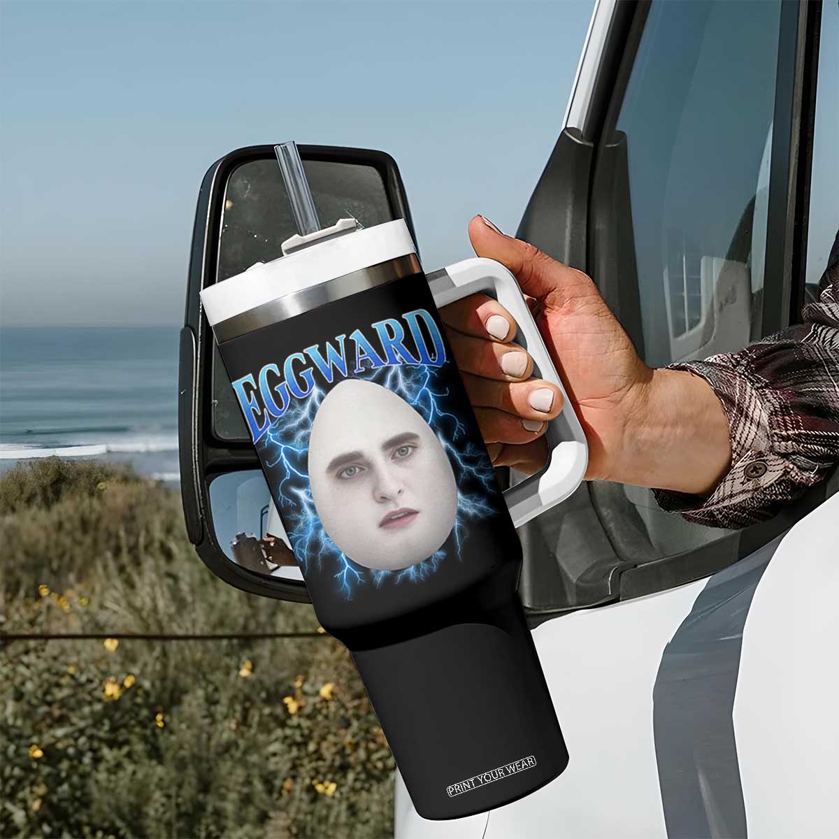 Eggward Tumbler With Handle Funny Unhinged Meme Gen Z Humor Bootleg Graphic TS10 Print Your Wear