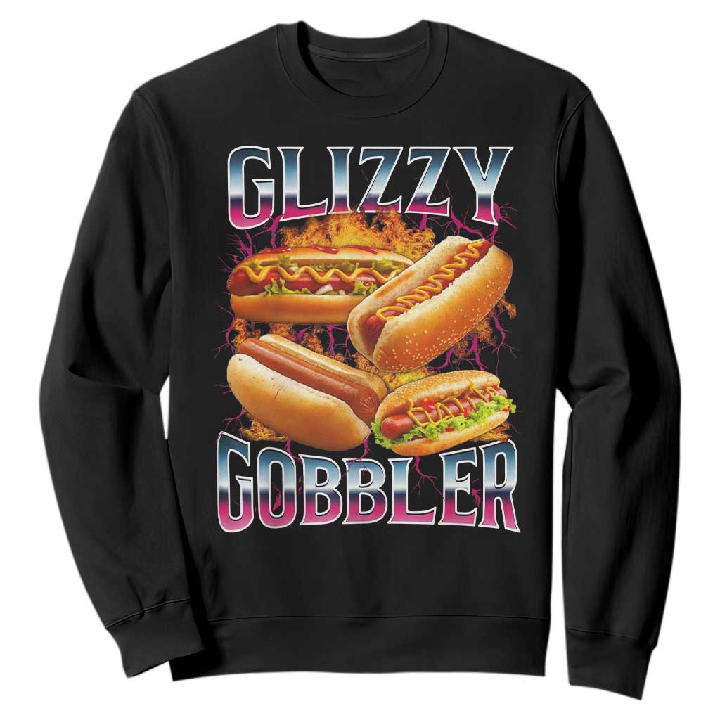 Glizzy Gobbler Sweatshirt Vintage Hot Dog Meme Funny Foodie Gen Z TS10 Black Print Your Wear