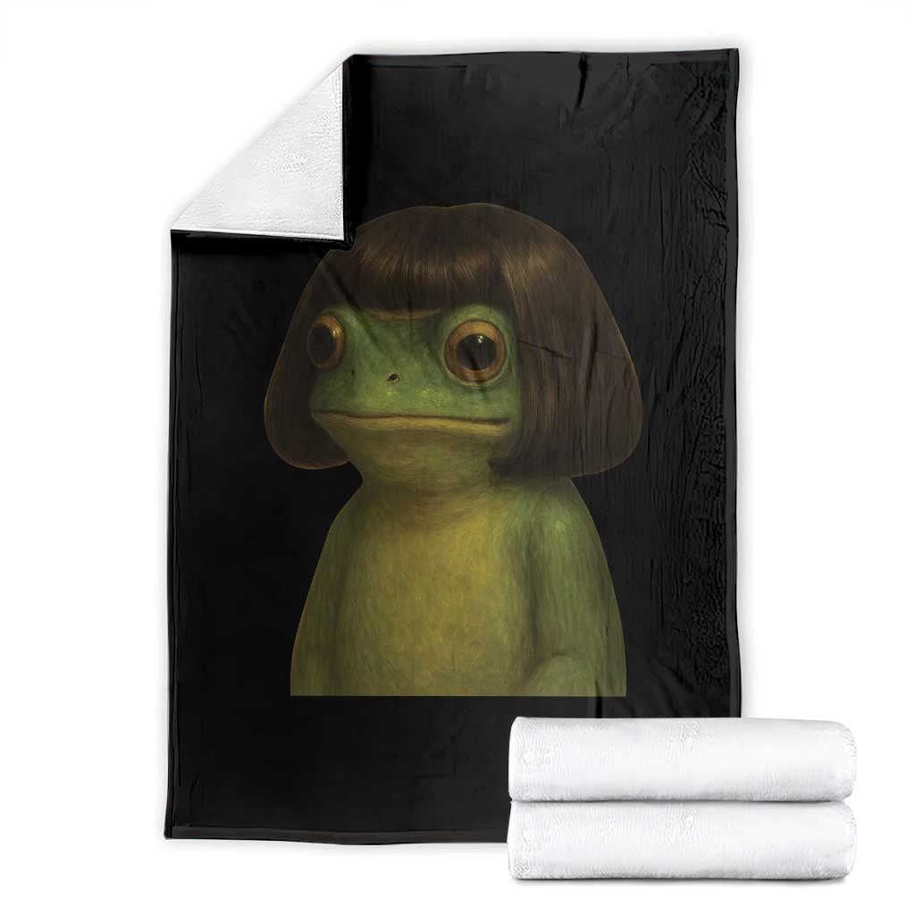 Funny Frog Bob Haircut Meme Throw Blanket Silly Toad Trends TS10 Black Print Your Wear
