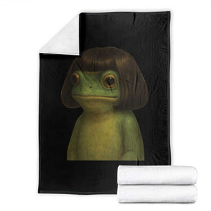 Funny Frog Bob Haircut Meme Throw Blanket Silly Toad Trends TS10 Black Print Your Wear