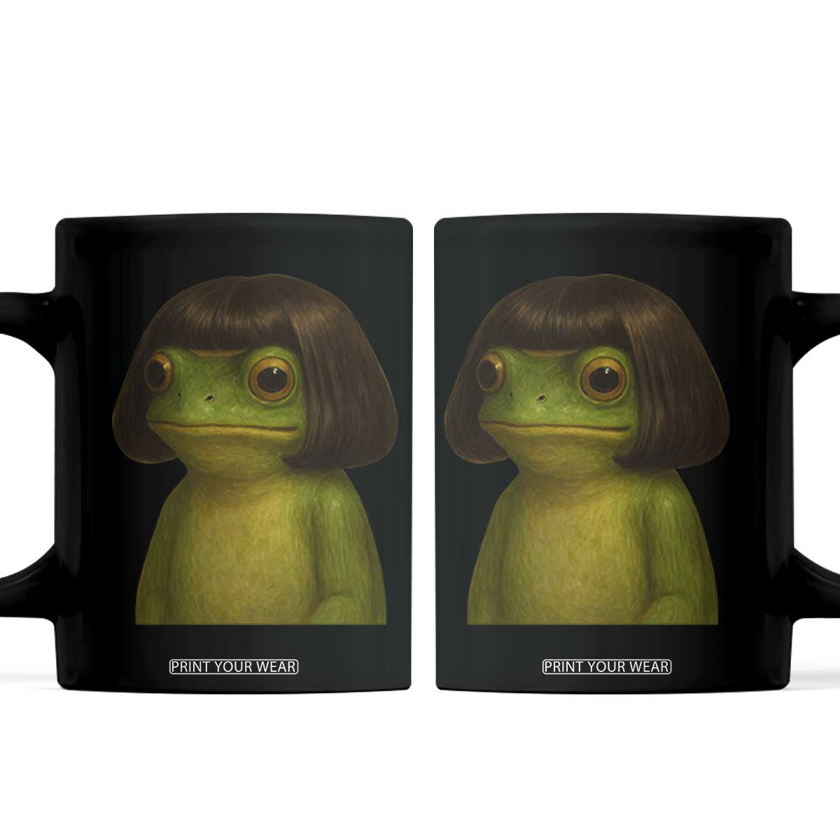 Funny Frog Bob Haircut Meme Coffee Mug Silly Toad Trends TS10 Black Print Your Wear