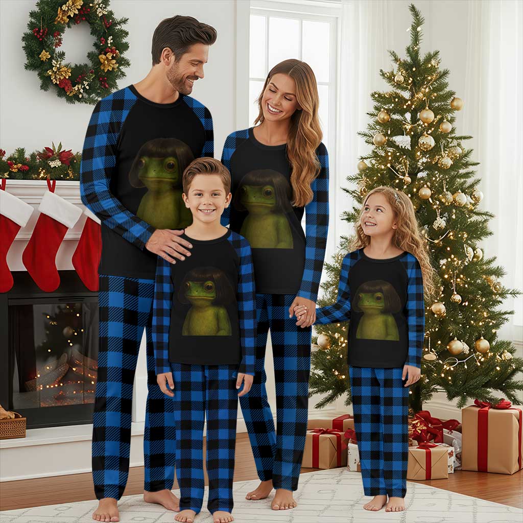 Funny Frog Bob Haircut Meme Plaid Pajama Set Silly Toad Trends TS10 Blue Plaid Print Your Wear