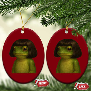 Funny Frog Bob Haircut Meme Ceramic Ornament Silly Toad Trends TS10 Print Your Wear