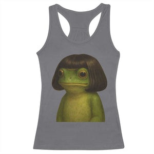 Funny Frog Bob Haircut Meme Racerback Tank Top Silly Toad Trends TS10 Charcoal Print Your Wear