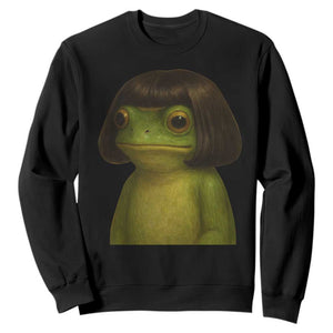 Funny Frog Bob Haircut Meme Sweatshirt Silly Toad Trends TS10 Black Print Your Wear