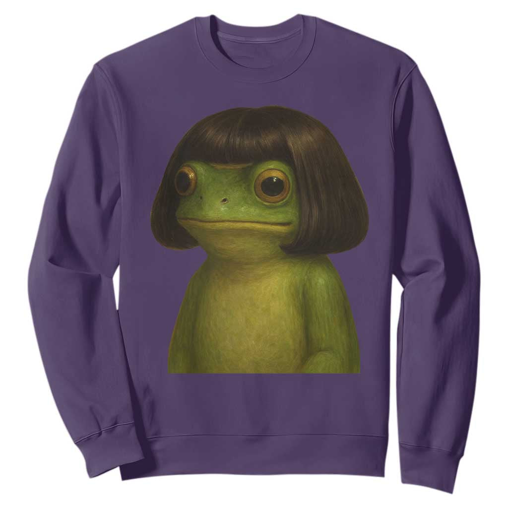 Funny Frog Bob Haircut Meme Sweatshirt Silly Toad Trends TS10 Purple Print Your Wear