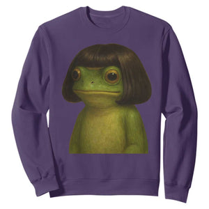 Funny Frog Bob Haircut Meme Sweatshirt Silly Toad Trends TS10 Purple Print Your Wear