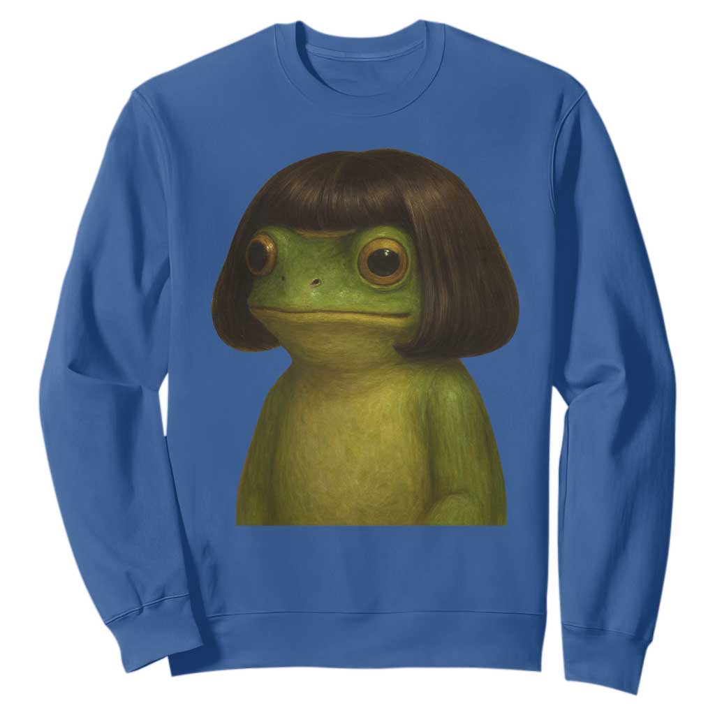 Funny Frog Bob Haircut Meme Sweatshirt Silly Toad Trends TS10 Royal Blue Print Your Wear
