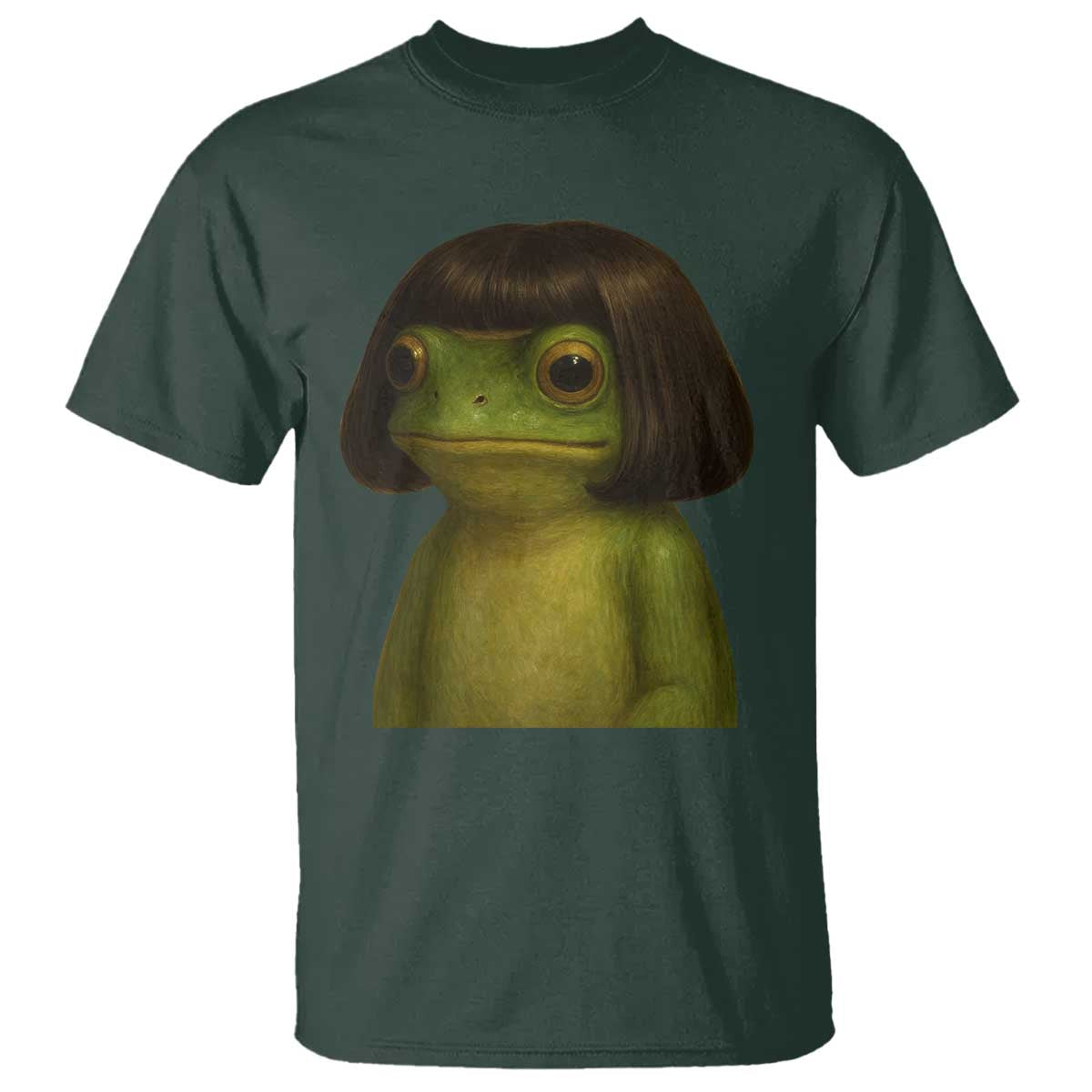 Funny Frog Bob Haircut Meme T Shirt Silly Toad Trends TS10 Dark Forest Green Print Your Wear