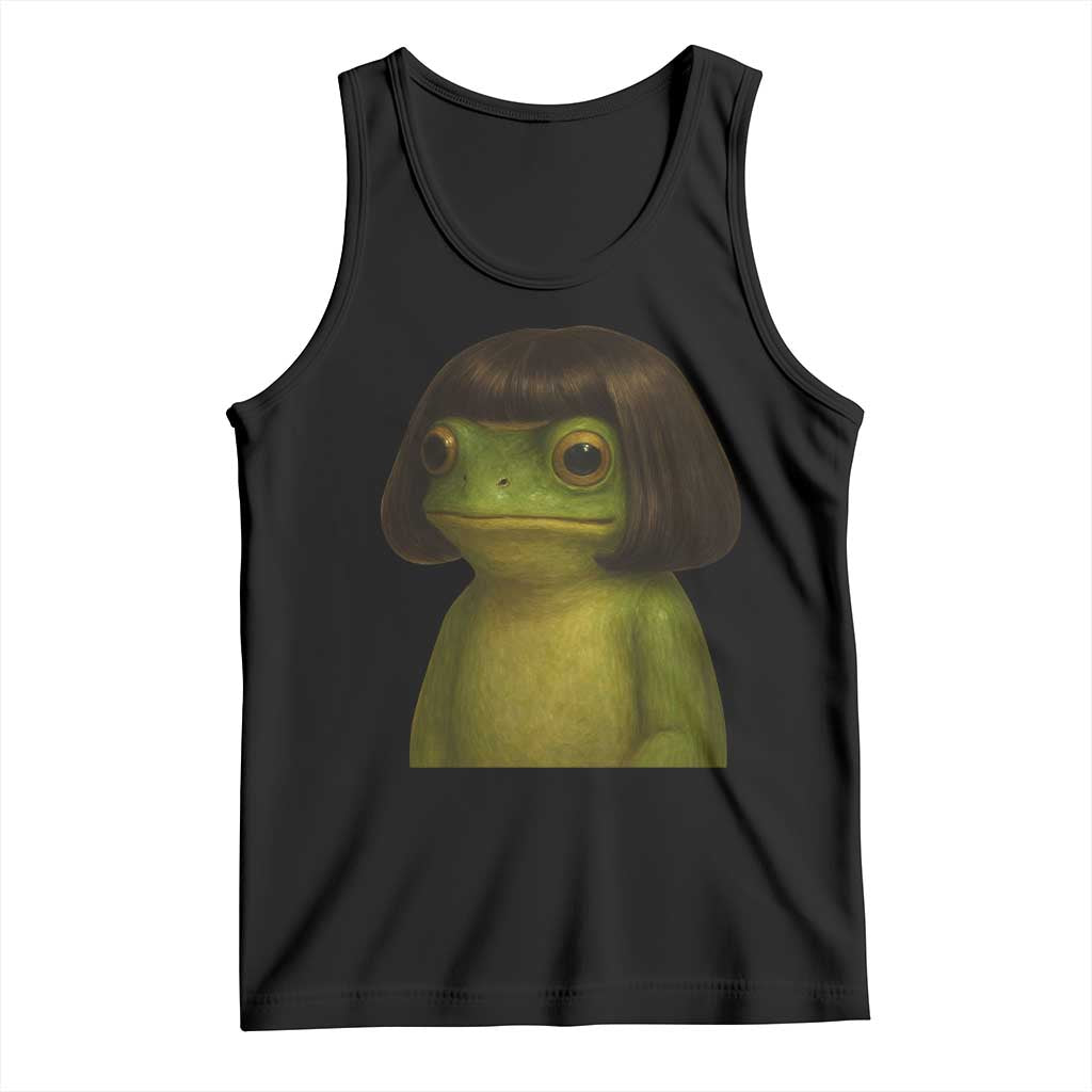Funny Frog Bob Haircut Meme Tank Top Silly Toad Trends TS10 Black Print Your Wear