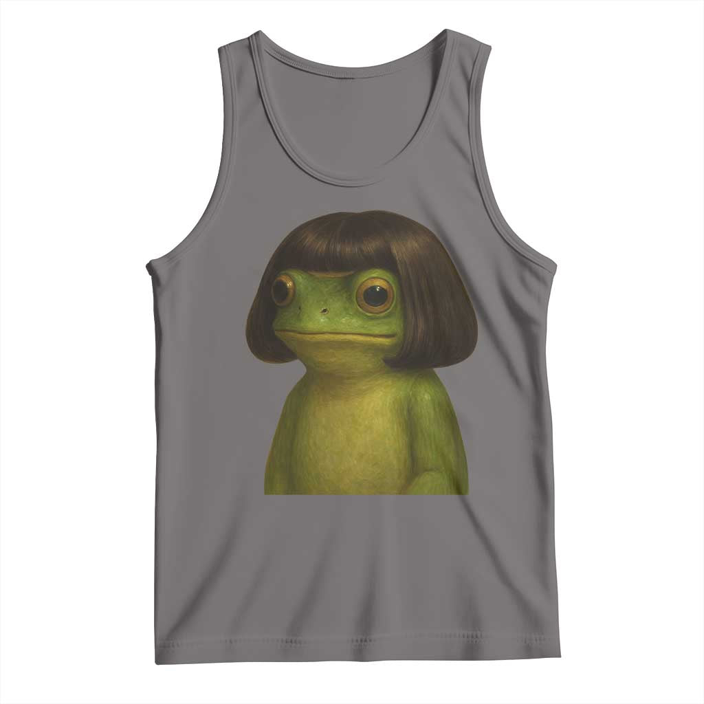 Funny Frog Bob Haircut Meme Tank Top Silly Toad Trends TS10 Deep Heather Print Your Wear