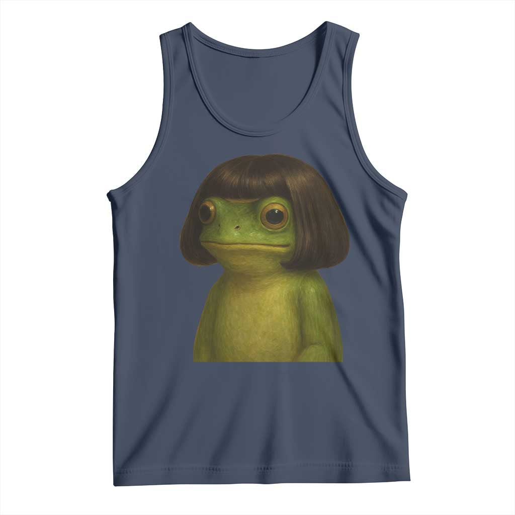 Funny Frog Bob Haircut Meme Tank Top Silly Toad Trends TS10 Navy Print Your Wear