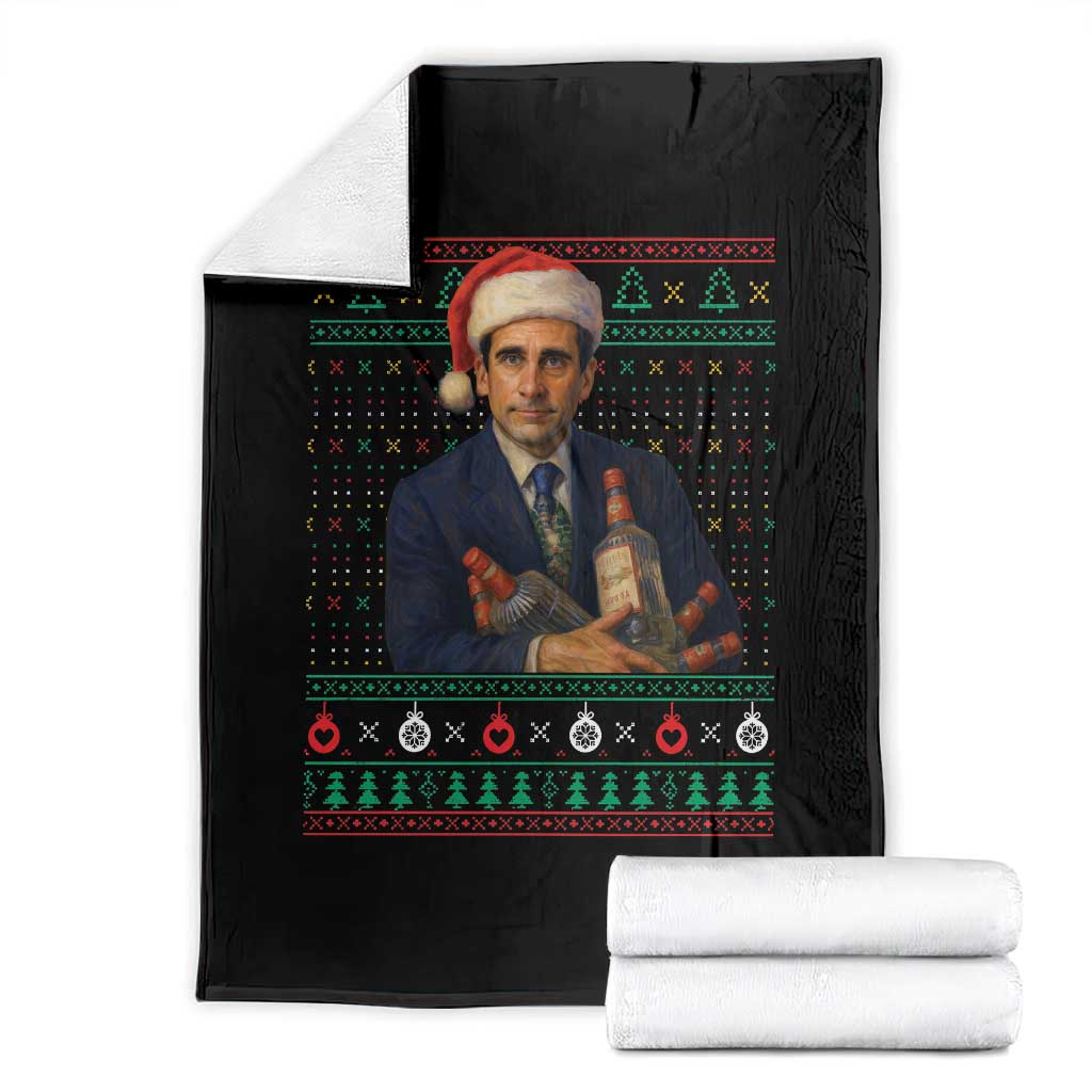 Office Christmas Movie Throw Blanket Funny Retro 90s Movie Ugly Xmas TS10 Black Print Your Wear