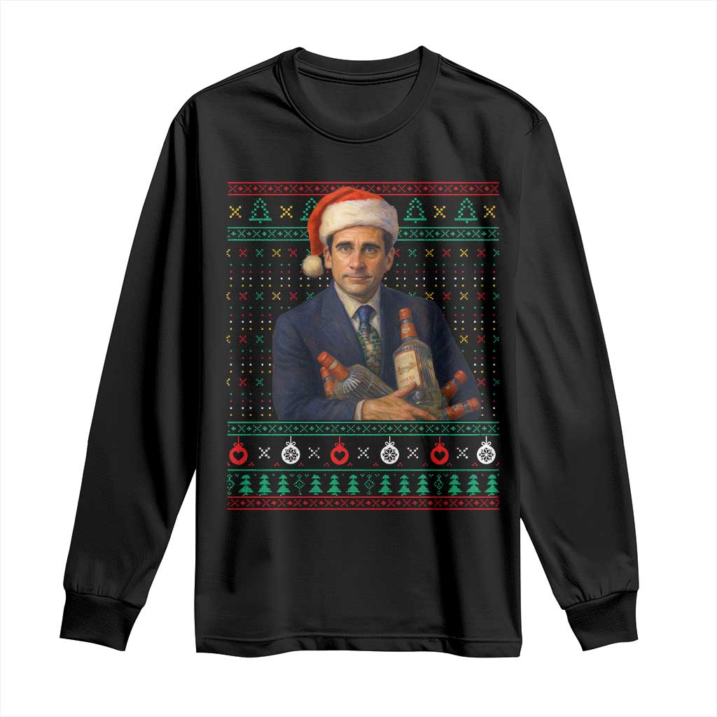 Office Christmas Movie Long Sleeve Shirt Funny Retro 90s Movie Ugly Xmas TS10 Black Print Your Wear