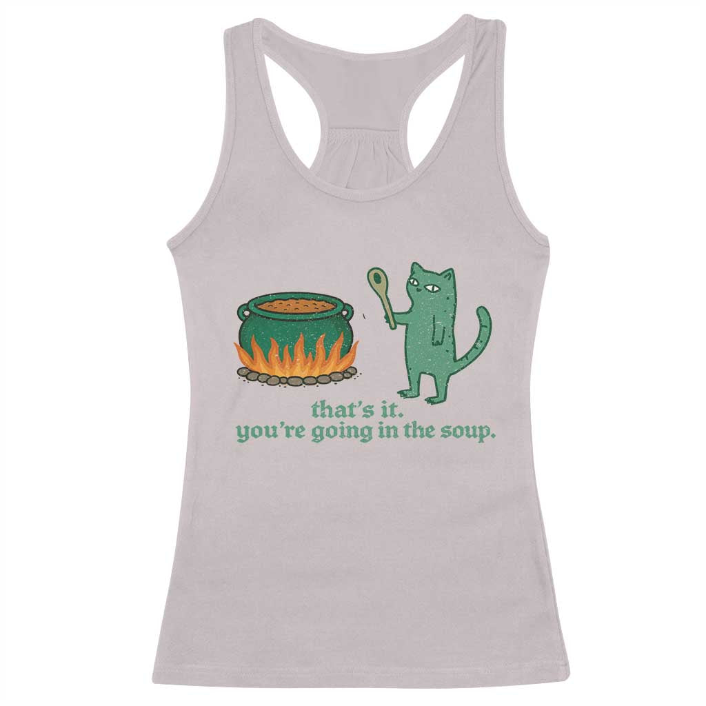 Sarcastic Cat Meme Racerback Tank Top Weirdcore Dark Humor TS10 Ice Gray Print Your Wear
