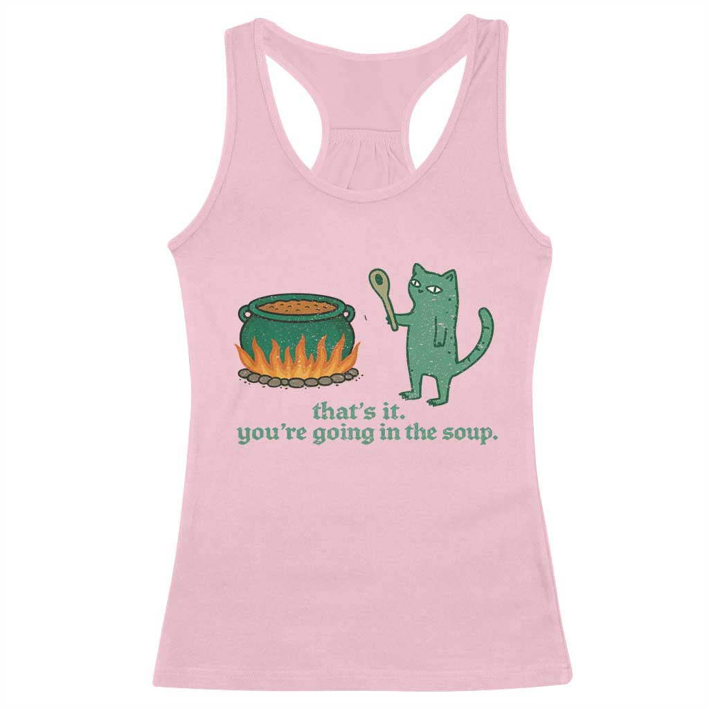 Sarcastic Cat Meme Racerback Tank Top Weirdcore Dark Humor TS10 Light Pink Print Your Wear