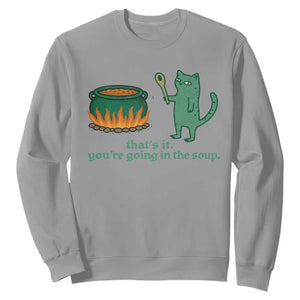Sarcastic Cat Meme Sweatshirt Weirdcore Dark Humor TS10 Sport Gray Print Your Wear