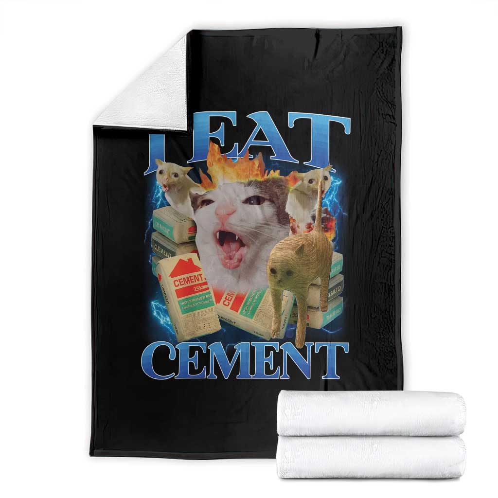 I Eat Cement Cursed Cat Throw Blanket Funny Cat Meme Ironic TS10 Black Print Your Wear
